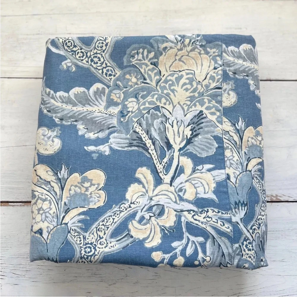 Pottery Barn Bristol Palampore Floral FULL/QUEEN Duvet Cover Blue Cream Linen PB